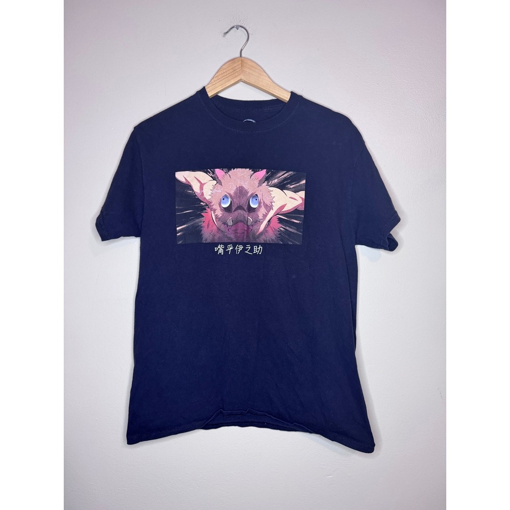 Demon Slayer Inosuke Anime Graphic T Shirt Black‎ Size Medium